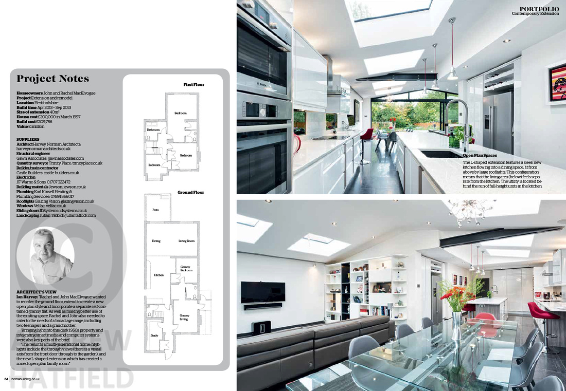 Floor plans and interior photographs of kitchen and dining spaces. 