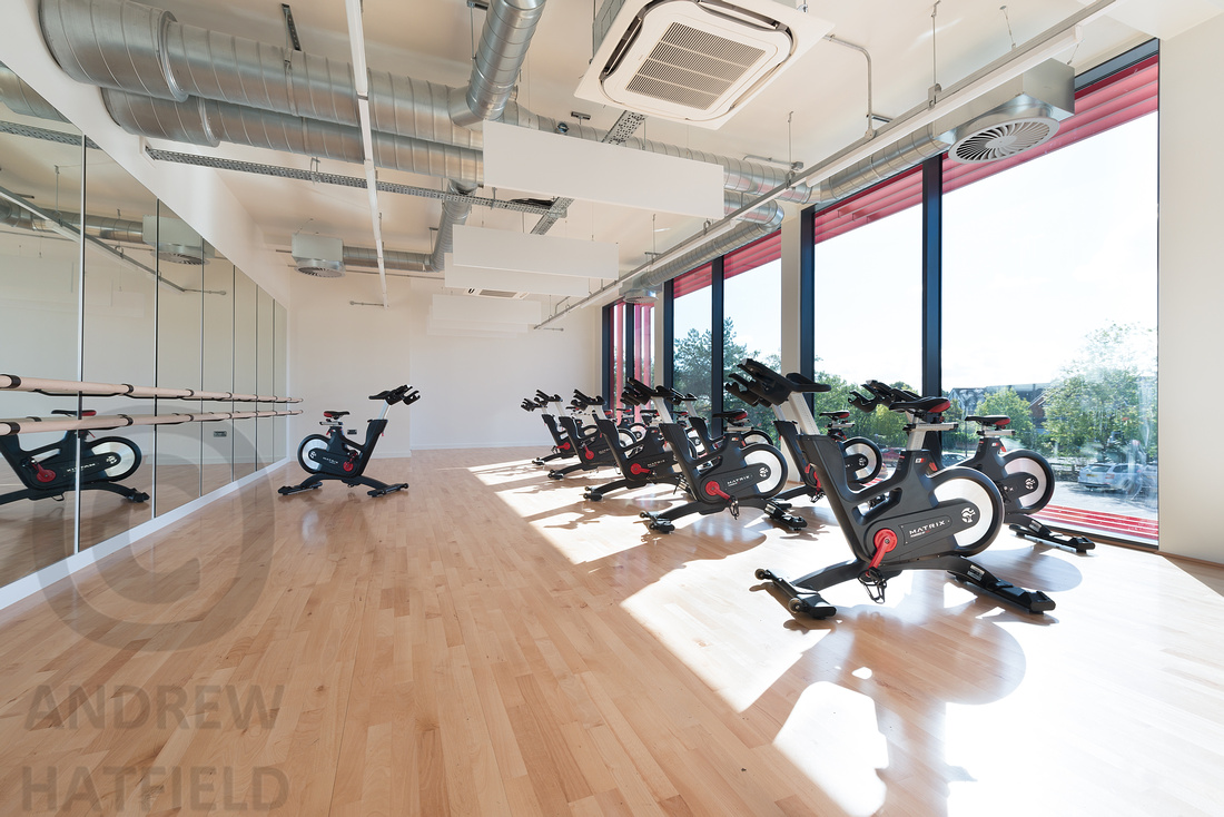 fitness studio, new sports centre, ashville school harrogate - interior photography