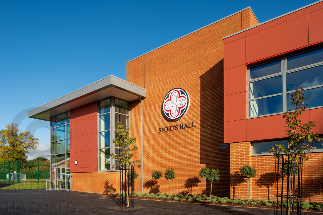 south elevation bishopsgate school sports hall, windsor - architectural photography